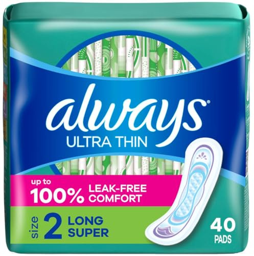 ALWAYS Ultra Thin Size 2 Super Pads Without Wings Unscented, 40 Count