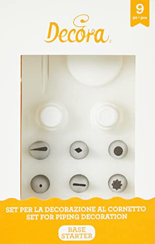 DECORA 0252040 Set 9 Pezzi Decorazione al Cornetto, Acciaio Inossidabile, Arancione, 17.5 x 11 x 5.5 cm