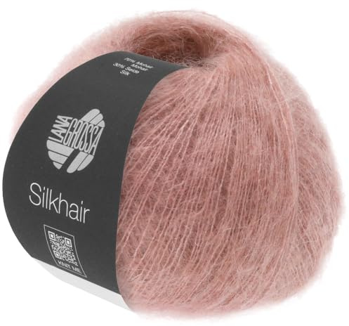 LANA GROSSA Silkhair | Feines Lace-Garn aus Superkid Mohair mit Seide | Handstrickgarn aus 70% Mohair (Superkid) & 30% Seide | 25g Wolle zum Stricken & Häkeln | 210m Garn FB 74