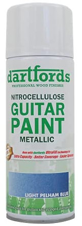 dartfords Pelham Light Blue Metallic Nitrocellulose Guitar Paint 400ml Aerosol