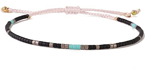 KELITCH Boho-Farbe Kristall Shell Perlen Freundschaft Armbänder Handgemachte Strand Armband Armreifen Schmuck Für Frauen (Farbe F)