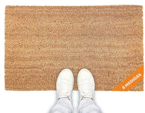 LUCA HOME - Felpudo Entrada casa 60x90cm 14mm - Felpudo Coco Liso con Base Antideslizante - Exterior e Interior - fácil de Limpiar - Resistente para hogar, Oficina, terraza y jardín