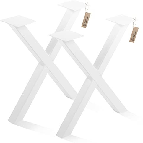 LAMO Manufaktur Tischbeine für Sitzbank, Couchtisch, Beistelltisch, Mark | Vierkantprofil 40x40 mm, Tischgestell 40x43 cm (BxH), Weiß | 2 Stück, LTS-03-F-BB-9016