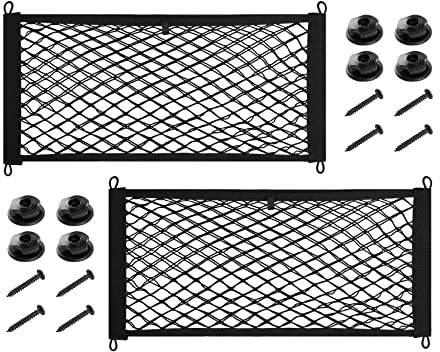 DOCAS 2 Pack Rete Bagagliaio per Auto,Rete Portaoggetti Tasca Oganizer 45X25CM, Tasca Telo Protettivo Universale Mesh Net per Camion, Auto, SUV, Barche, Casa (Stile 1)