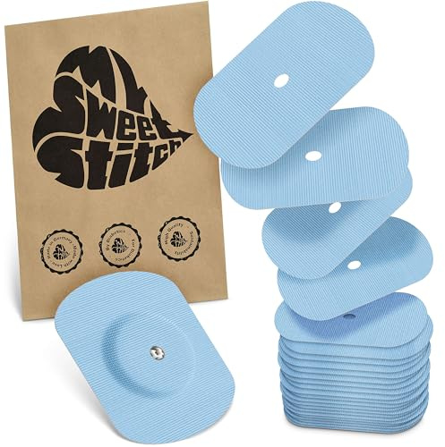 MySweetStitch - 25 x FreeStyle Libre 1 & 2 cerotti sensore, Overpatch ovale Ø 70 x 55mm, con foro di ventilazione, cerotto impermeabile, traspirante, delicato sulla pelle, Ice Blue