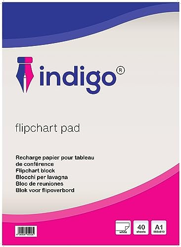 Indigo® Premium Flipchart Pad – A1 Size, Perforated for Easy Tear-Off, Bleed-Through Resistant, 40 Sheets per Pad – Pack of 5 for Offices, Schools & Presentations