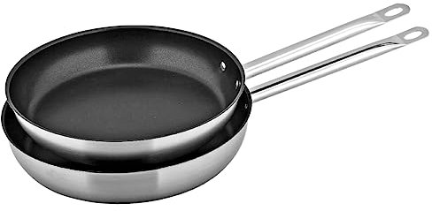 METRO Professional Set di 2 Padelle con Rivestimento Antiaderente, Alluminio, Ø 24/28 cm, Utilizzabili in Forno (Max 240°C), Argento