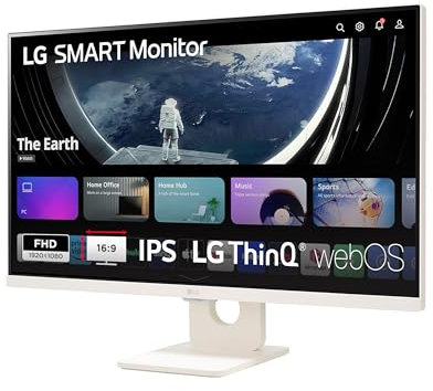 LG 27SR50F-W - Smart monitor, 27, pantalla IPS, Full HD, webOS 23, (1920x1080), 16:9, Sin Cámara, ThinQ App, HDMI 2EA, Blanco
