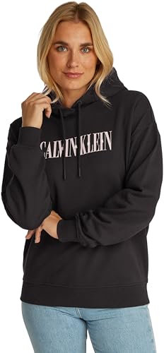 Calvin Klein Damen Hoodie Varsity aus Baumwolle, Schwarz (Ck Black), M