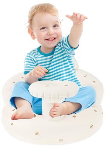 BAODBF Inflatable Chair Baby for Babies 3 Months and Up Inflatable Baby Seat Inflatable Baby Chair with Built-in Air Pump Baby Support Seat Baby Shower Chair (Yellow)