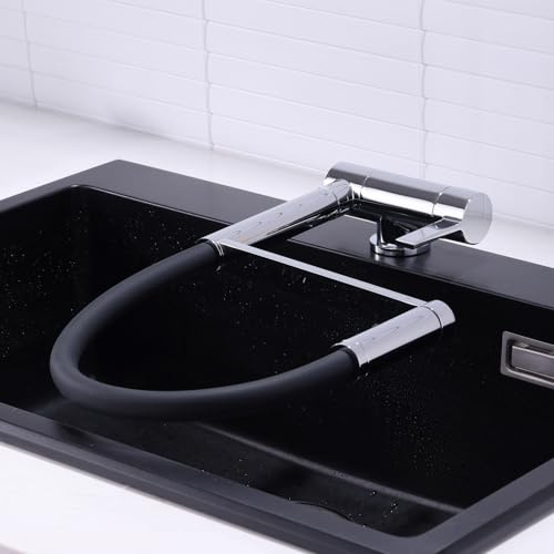 Küchenarmatur Flexibel Chrom Vorfenster Armatur Klappbar Mischbatterie Küche mit Brause Einhebel Spültischarmatur mit 2 Strahlarten