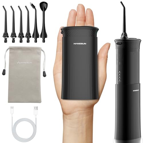 Hangsun Mini Travel Water Flosser, Portable Cordless Oral Irrigator: 3+1 Modes with DIY Water Pressure Dental Flosser, IPX7 Waterproof, Telescopic Tank, 6 Jet Tips for Braces and Bridges Care