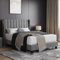 Yaheetech Polsterbett 140 x 200 cm Bettrahmen Stabiles Doppelbett Familienbett Gepolstertes Bettgestell Bett mit Stauraum für Schlafzimmer Gästezimmer, Hellgrau