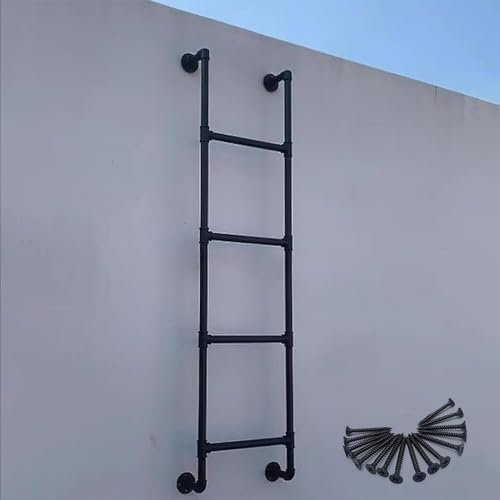 Escabeau de secours en fer forgé noir pour fenêtre de sous-sol, puits, kit d'escalade, kit d'escalade d'urgence de 109 cm, escabeau de sécurité d'urgence pour usage domestique