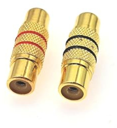 JZK 2 Stück Cinch-Buchse auf Buchse, vergoldeter AV-Audio-Video-Cinch-Verlängerungssteckeradapter für Lautsprecher, Phono, Verstärker, DVD-Player – Schwarz und Rot