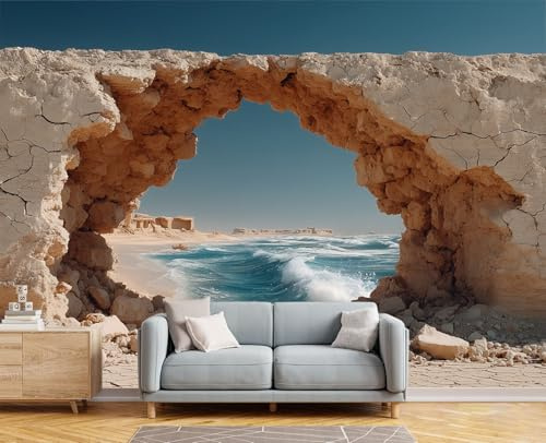 Carta da Parati Fotografica Murale 200 x 140 cm Scenario naturale Del Deserto Oceanoda Parati Effetto 3d Decorazione Murale Poster da Parete per Camera da Letto per Ragazzi