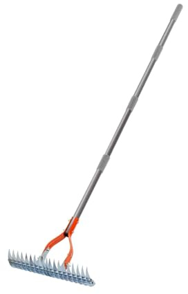 Fzaqwen Rake de Césped, árboles de Césped con Dientes de Acero Curvos, Fugas, Rastrillo de Acero para Escarificar, Escarificador, Rastrillo para Limpiar Hierb