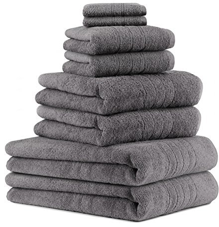 Betz 8er Set Handtücher Handtuch Deluxe 100% Baumwolle 2 Badetücher 2 Duschtücher 2 Handtücher 2 Seiftücher Farbe anthrazit