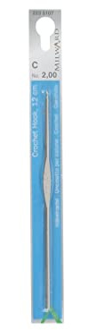 MILWARD 2235107 Crochet Hook for Thread, 12cm, Steel, Silver, 2 mm