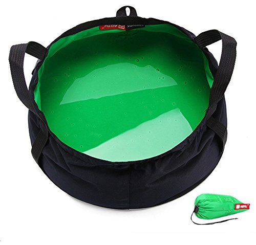 Rayami 7.5L Lightweight Portable Folding Wash Basin Wash Bowl Multi-Functional Collapsible Bucket Water Bag Water Storage Collapsible Carrying Pouch Handle Bag for Outdoor Camping Fishing