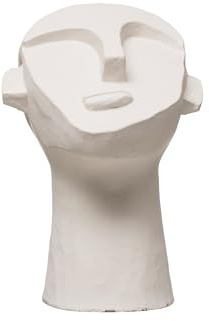 Bloomingville 8.25 H Cement Face Sculpture, White