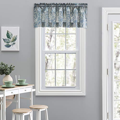 Ellis Curtain Lexington Leaf Tailored Valance, Blue 58.00 x 15.00