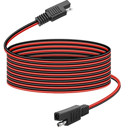 QIANRENON 18AWG SAE Pannelli Solari Fotovoltaici Estendere Cavo SAE Maschio a Maschio Auto a Corrente ContinuaTrasferimento Cavo 120 W,per 12V-24V Alimentazione a Batteria DC, 2m (6,6ft)