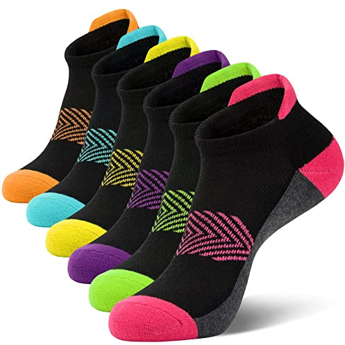 YSense Snug 6 Paia Calzini Sportivi da Donna, Calze Sportive Cotone e Donna Corti, Traspirante Assorbimento Dell'umidità Colorato, Taglia 35-40