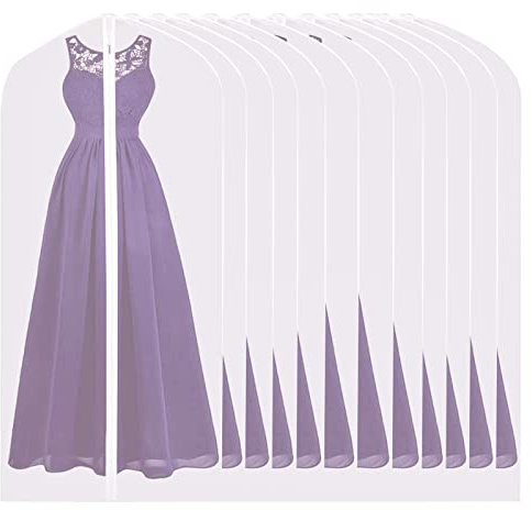 URMI Garment Bags, 12 Pack 60 inch Breathable Suit Bag Covers with Zip Long Wedding Gowns Dress Bags Coat Clothes Covers Bags Moth Resistant Hanging Zipped Garment Bags, 60cm x 160cm