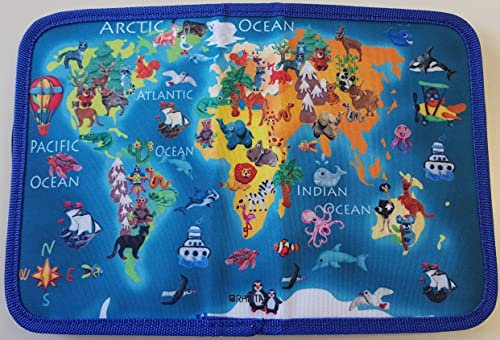 Rheita 406-1 Schüleretui 50-teiliges, Motiv World, abwaschbares Material