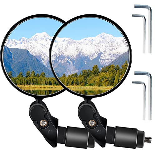 2 Pcs Bike Mirror, 360° Rotating Bike Mirrors Rear View Handlebar,Bicycle Mirror for Mountain Bikes,Road Bikes (Black)