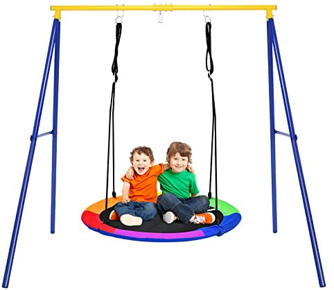 RELAX4LIFE Set di Altalena e Struttura Metallica per Bambini 3+ Anni e Adulto, Carico Massimo 150KG, Ideale per Interno ed Esterno (Modello 2)