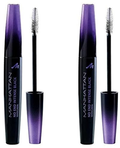 Manhattan No End Mascara, Wimperntusche in Tiefschwarz für endlos lange Wimpern mit ultimativem Volumen, Farbe Intense Black 1010Z, 1 x 8ml (Packung mit 2)