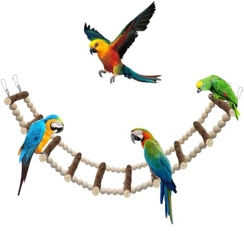 Vogelspielzeug, Holzleitern, Wellensittichspielzeug, Vogelkäfigzubehör für Wellensittiche, Nymphensittiche, Kakadus, (10-teilige Leiter, 64 cm)