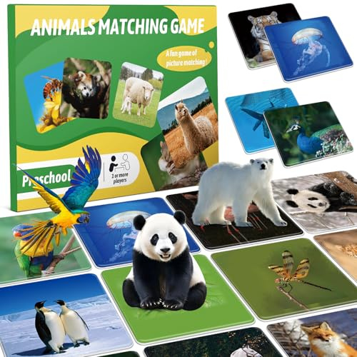 Tigvio Memory - Memory Gioco per Bambini, Divertente Memoria per Adulti e Bambini con 60 paia carte da 5.2x5.2 cm, Adatto come Regalo per Bambini dai 3 Anni e Animali e Appassionati Della Natura