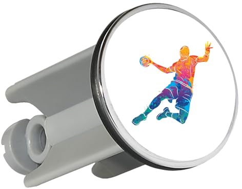 Huuraa Waschbeckenstöpsel Handball Bunte Silhouette 4cm höhenverstellbar Abflussstopfen Geschenkidee