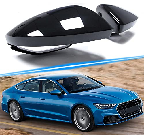 L+R Spiegelkappen Außenspiegel Schwarz passend für Audi A6 C8 A7 4K A8 4N mit SideAssist 2017 2018 2019 2020+