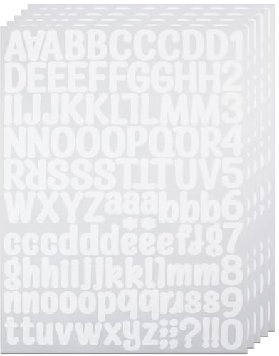 BINLINHONGO 630 Self-Adhesive Letters Number Stickers, 5 Sheets 1 Inch | Vinyl Letter Sticker Decals for Scrapbooks, Water Bottles, Signs, Holiday Parties - White