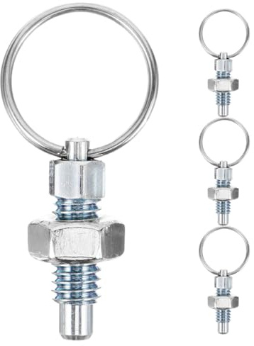 VILLFUL Émbolo de Indexación de Acero Inoxidable M6 con Resorte y Perilla de Anillo de Tiro, 4 Piezas, Pasador de Posicionamiento para Maquinaria y Equipos Industriales