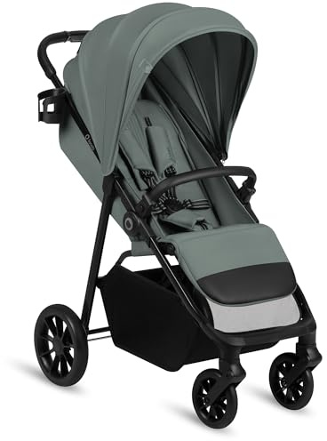 LIONELO EMERALD Passeggino Leggero, Compatto e Pieghevole per Bambini fino a 22 kg o 4 anni, Chiusura con una Mano, Ruote EVA Ammortizzate, Schienale Reclinabile, Cappottina Impermeabile XXL UPF50+