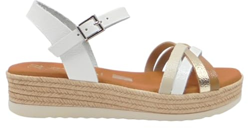 Oh! My Sandals - 6010 Zara Sandalias de Mujer cómodas con Plataforma Ligera y Plantilla Gel, Fabricadas en españa Mujer Color: Blanco Talla: 37