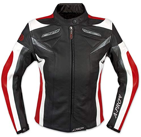 A-Pro Läderjacka dam motorcykel Racing All Season CE skydd kohud röd L