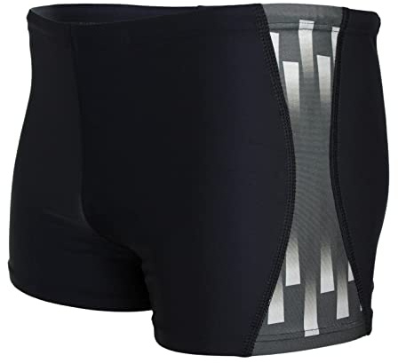 Aquarti Herren Badehose Kurz Sportlich Streifen, Farbe: Schwarz/Grau, Größe: 4XL