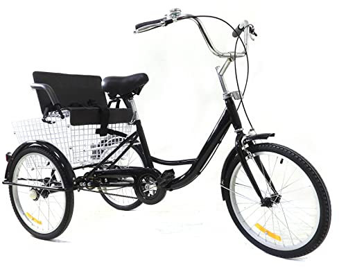 20 Zoll Dreirad für Erwachsene mit Kindersitz Erwachsenendreirad Senioren 3 Räder Fahrrad mit Einkaufskorb Adult Tricycle Trike