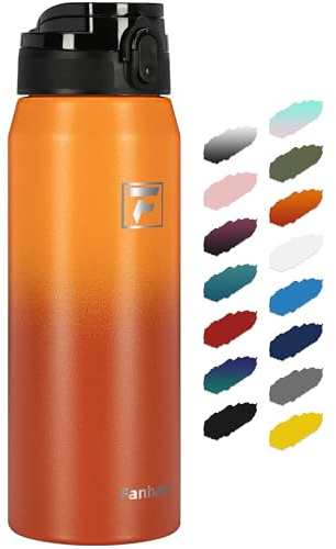 Fanhaw 750 ml Insulated Stainless Steel Water Bottle with 1 Lid (Chug Lid) - For Kids, Women, Men | Leak & Sweat Proof with Anti-Dust Lid (Yellow Orange)