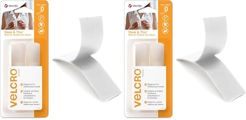 VELCRO Brand | All-Purpose Straps | Strong Sticky Hook & Loop Self Adhesive Fastener Perfect for Crafting, Clothing Repairs & Hemming | White | 19mm x 60cm (Pack of 2)