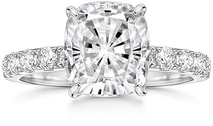 Michooyel S925 3ct Cushion Cut Cubic Zirconia Engagement Rings For Women Wedding Ring Promise Ring Sterling Silver Wedding Band