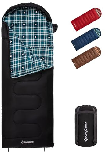 KingCamp Unisex-Adult Schlafsack Winter, Everyday 4 Jahreszeiten Schwarz-L-Zip, Komfort: 7°C Limit: 2°C Extrem: -13°C