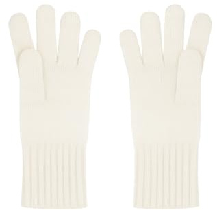 CLASSE77 - Guanti da donna in lana misto angora rasati con polso a coste 2x2 - Artigianale - Made in Italy (Panna, Standard)