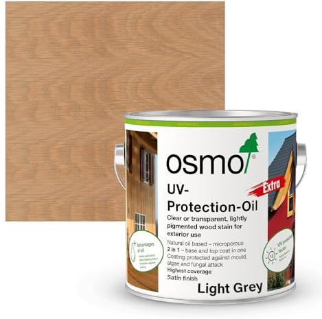 Osmo UV Protection Oil Extra, Exterior Tints Wood Finish (Light Grey 3067, Satin, 750ml)